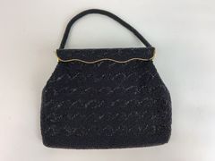Black Beaded Evening Handbag With Gold Frame - Image 2