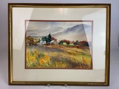 Grosse 1992 Watercolor Rural Landscape Framed - Image 1