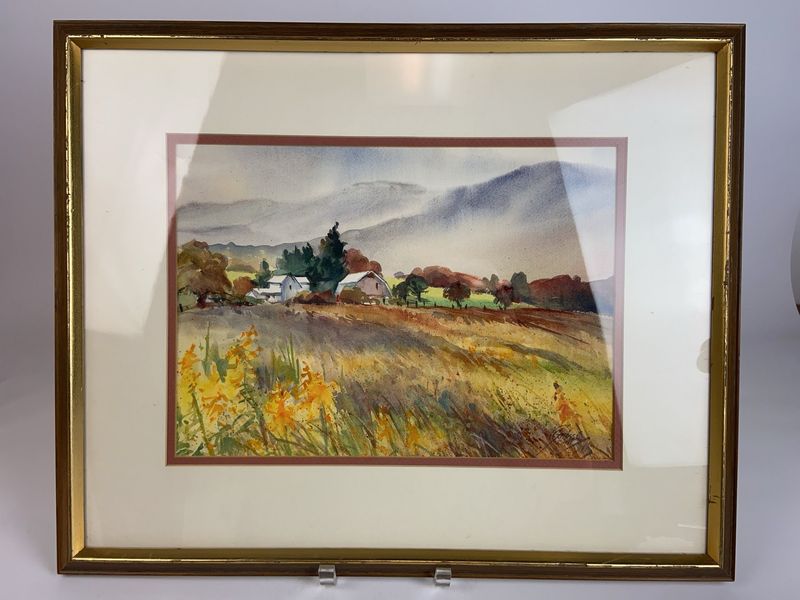 Grosse 1992 Watercolor Rural Landscape Framed - Image 1