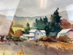 Grosse 1992 Watercolor Rural Landscape Framed - Image 3