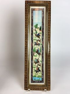 Pair Persian Miniature Paintings in Khatam Frames - Image 2
