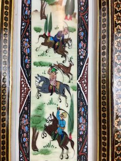 Pair Persian Miniature Paintings in Khatam Frames - Image 3