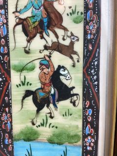 Pair Persian Miniature Paintings in Khatam Frames - Image 4