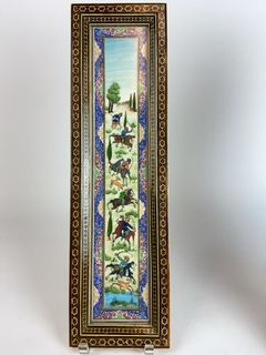 Pair Persian Miniature Paintings in Khatam Frames - Image 5