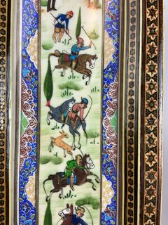 Pair Persian Miniature Paintings in Khatam Frames - Image 6
