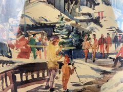 Signed Winter Village Scene Print, Framed - Image 3