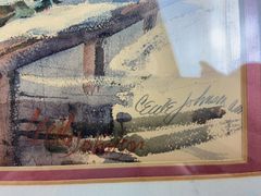 Signed Winter Village Scene Print, Framed - Image 4