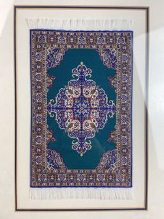 Framed Miniature Silk Arabian Carpet Replica - Image 2