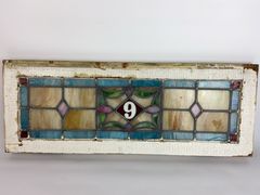 Stained Glass Transom Window With Number 9 - Image 1