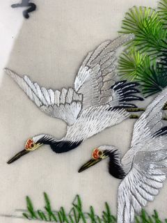 Pair Chinese Silk Embroidery Bird Scenes, Framed - Image 4