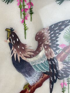 Pair Chinese Silk Embroidery Bird Scenes, Framed - Image 7