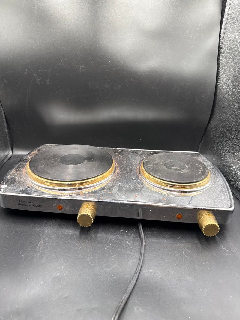 Command Performance Gold Double Burner Electric Hot Plate Cooktop - Image 1