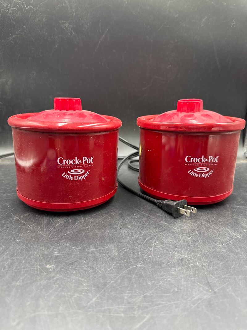 Pair of Crock-Pot Little Dipper Red Stoneware Mini Slow Cookers - Image 1