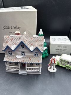 Department 56 Original Snow Village Farm House with Home Delivery Set - Image 1