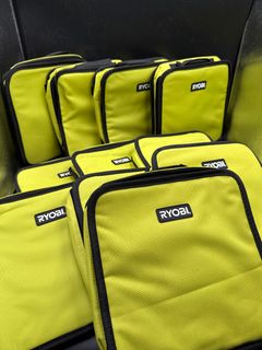 Lot of Ten Ryobi Neon Green Zippered Tool Storage Cases - Image 1