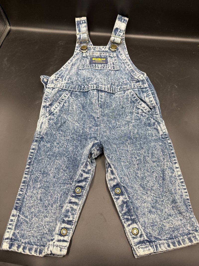OshKosh B'Gosh Acid Wash Denim Vestbak Overalls Infant Toddler - Image 1