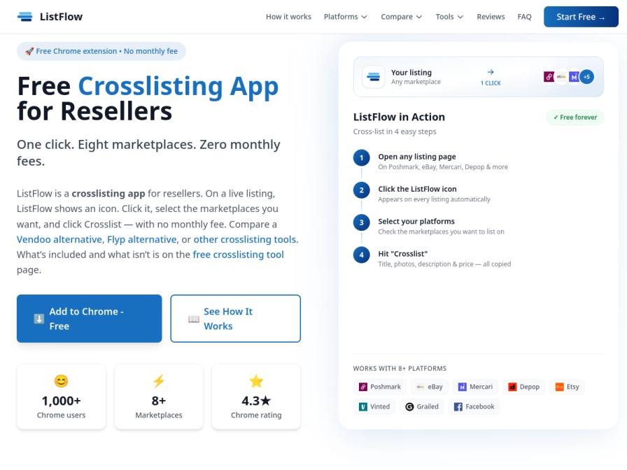 Saved screenshot of ListFlow — Crosslisting App for Resellers