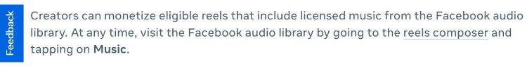 Meta Help: creators can monetize eligible Reels that include licensed music from the Facebook audio library.