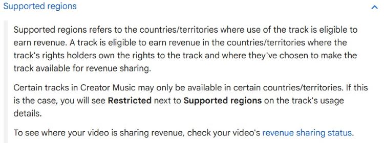 Supported regions screenshot