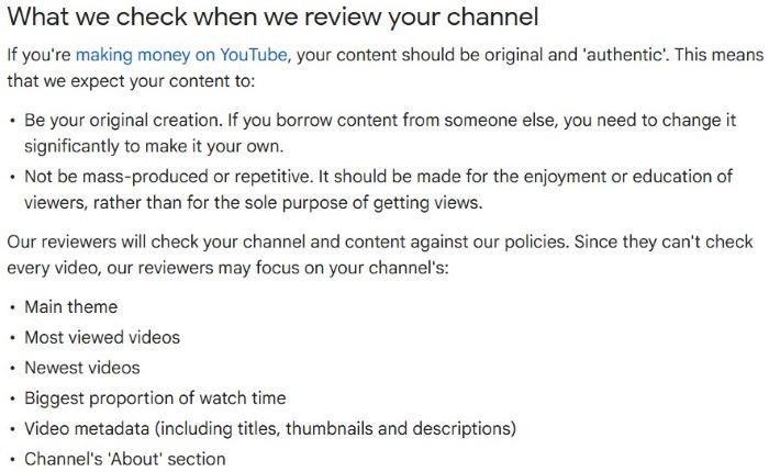 YouTube channel monetization policies overview.