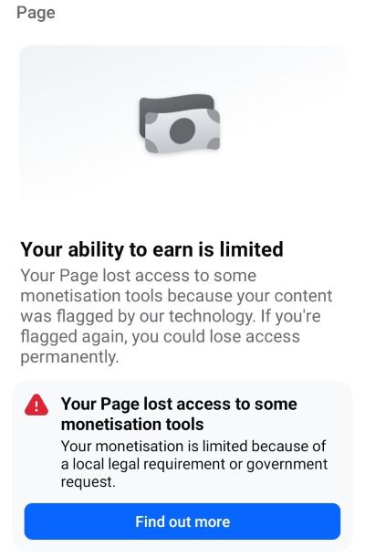 Page monetization limited due to local legal requirement or government request.
