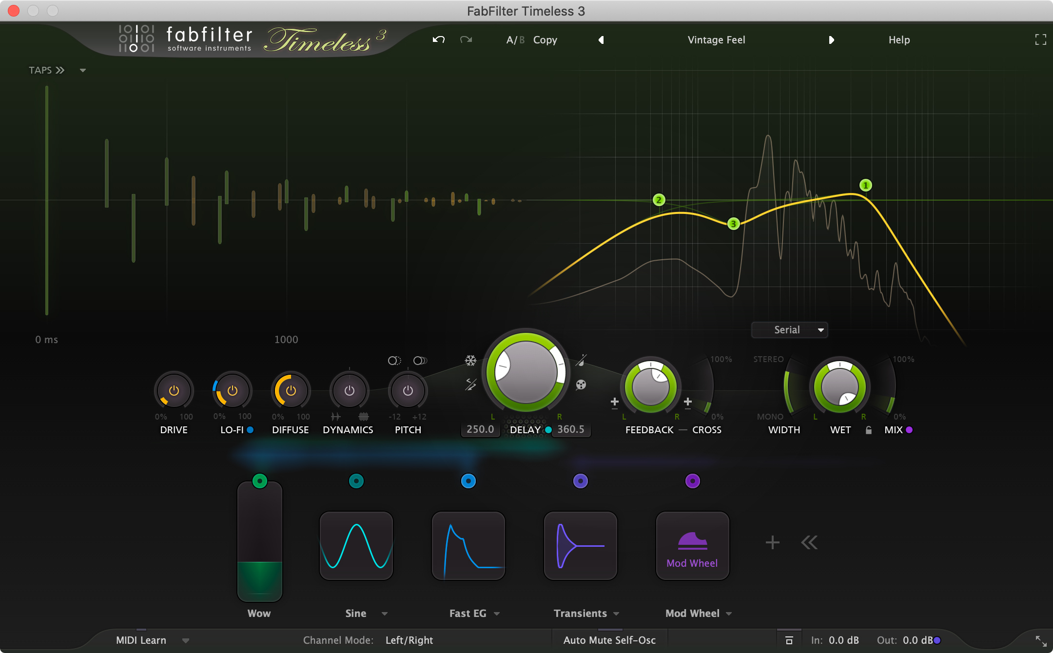 Screenshot of reverb settings in Audacity showing room size, pre-delay, damping, and stereo width parameters.