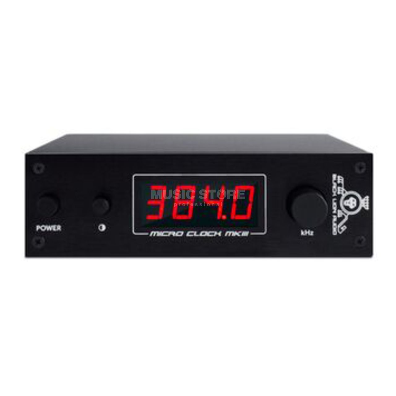 Black Lion Audio Micro Clock MKIII displaying 384.0 kHz sample rate on red LED screen