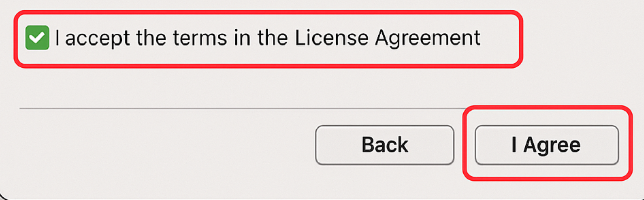 Click-wrap agreement screenshot showing user consent checkbox and “I Agree” button for EULA (End-User License Agreement)