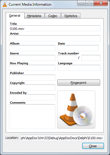 Metadata entry screen showing editable fields for music tags and copyright information