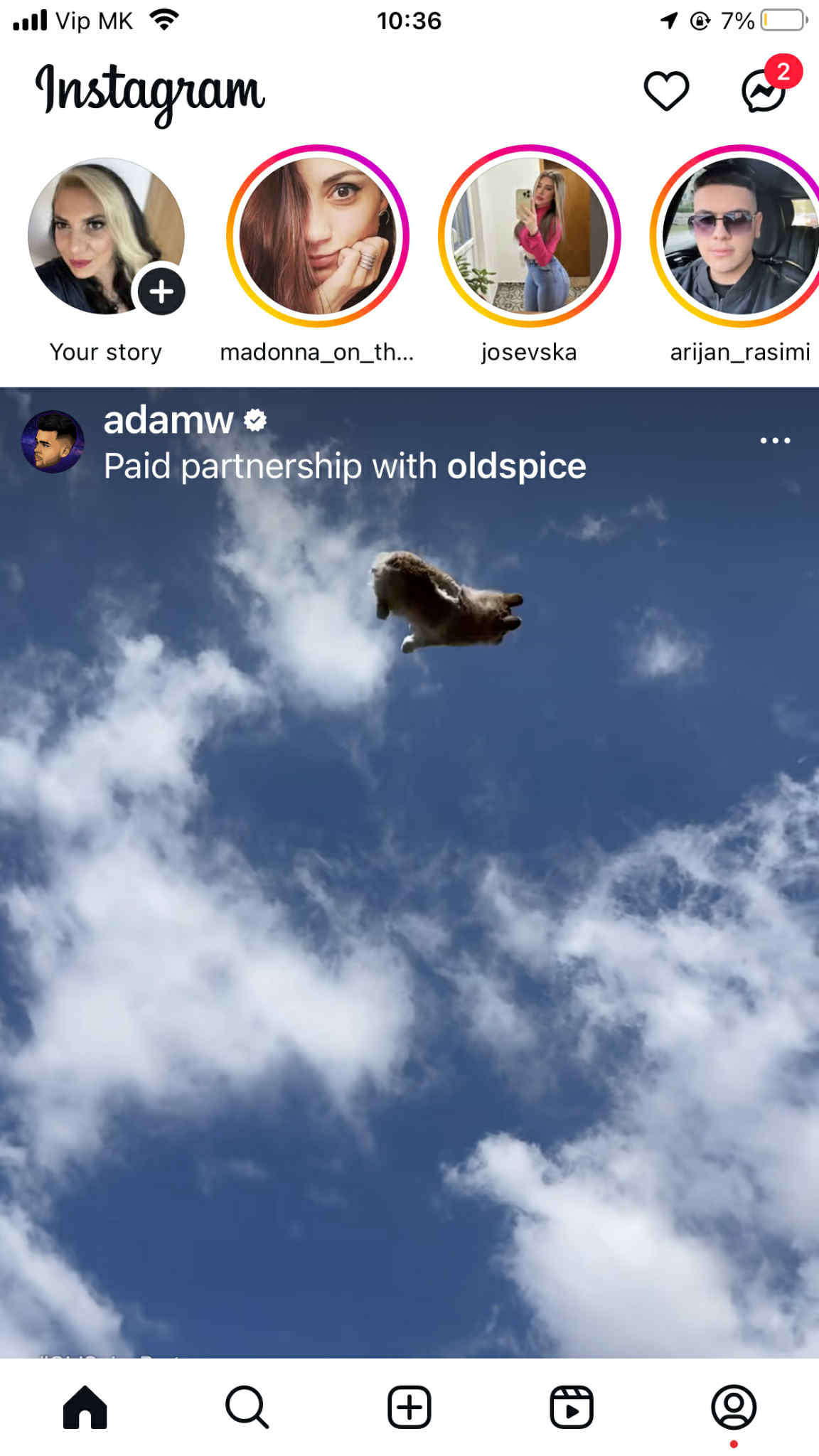 Instagram feed showing a sponsored post labeled as a paid partnership with Old Spice