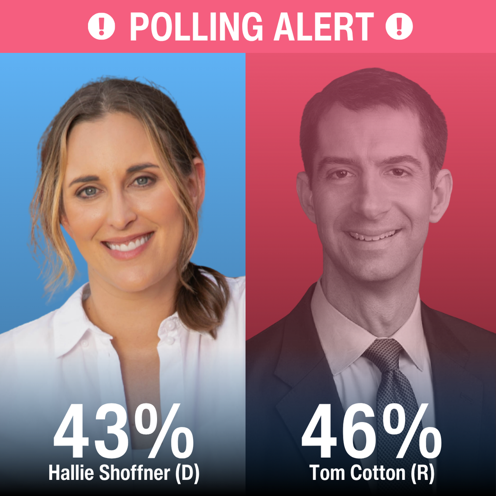 Democrat Hallie Shoffner is within 3 points of Republican Senator Tom Cotton in a SHOCKING new poll