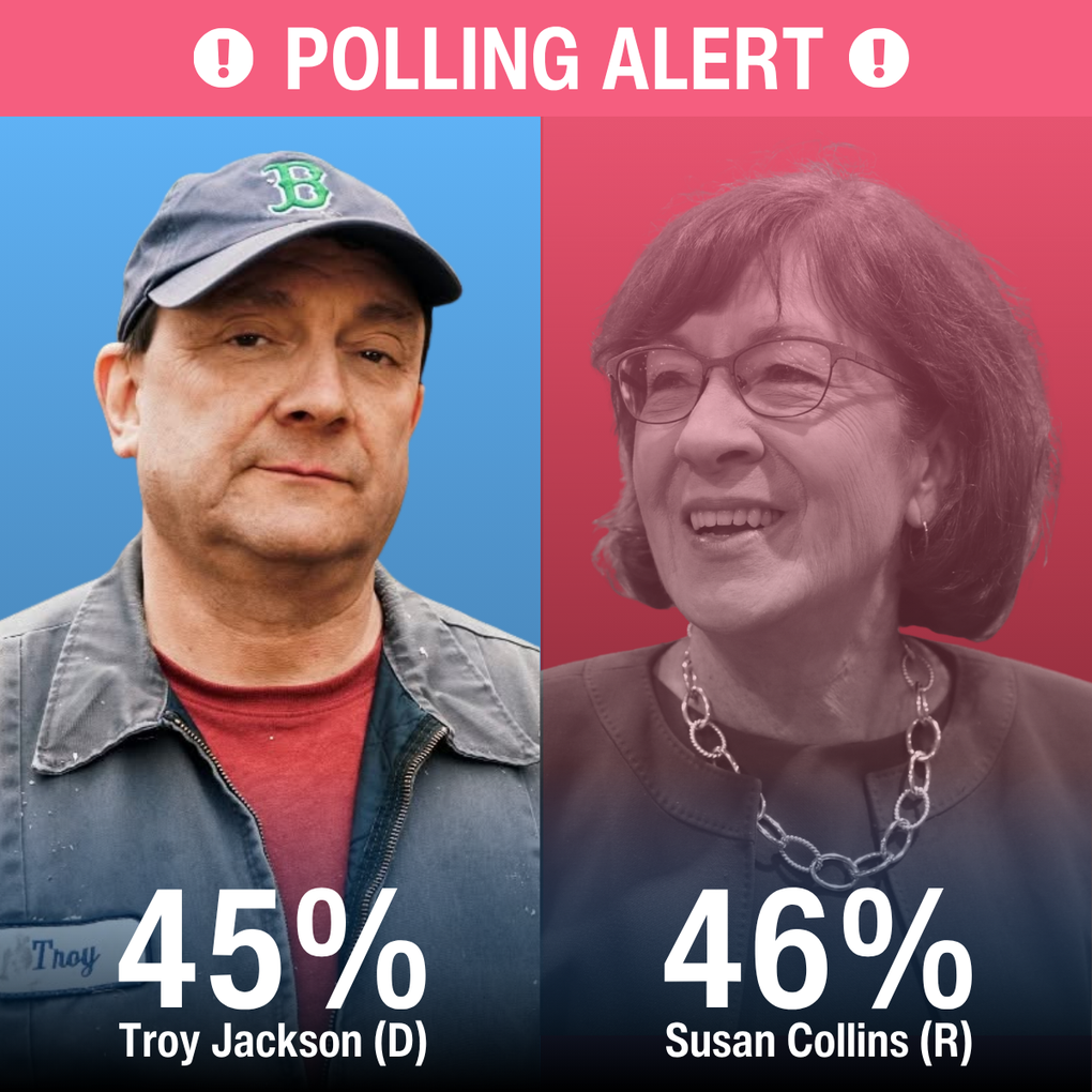 Democrat Troy Jackson is TRAILING by 1 POINT in Maine against Susan Collins. Donate today!