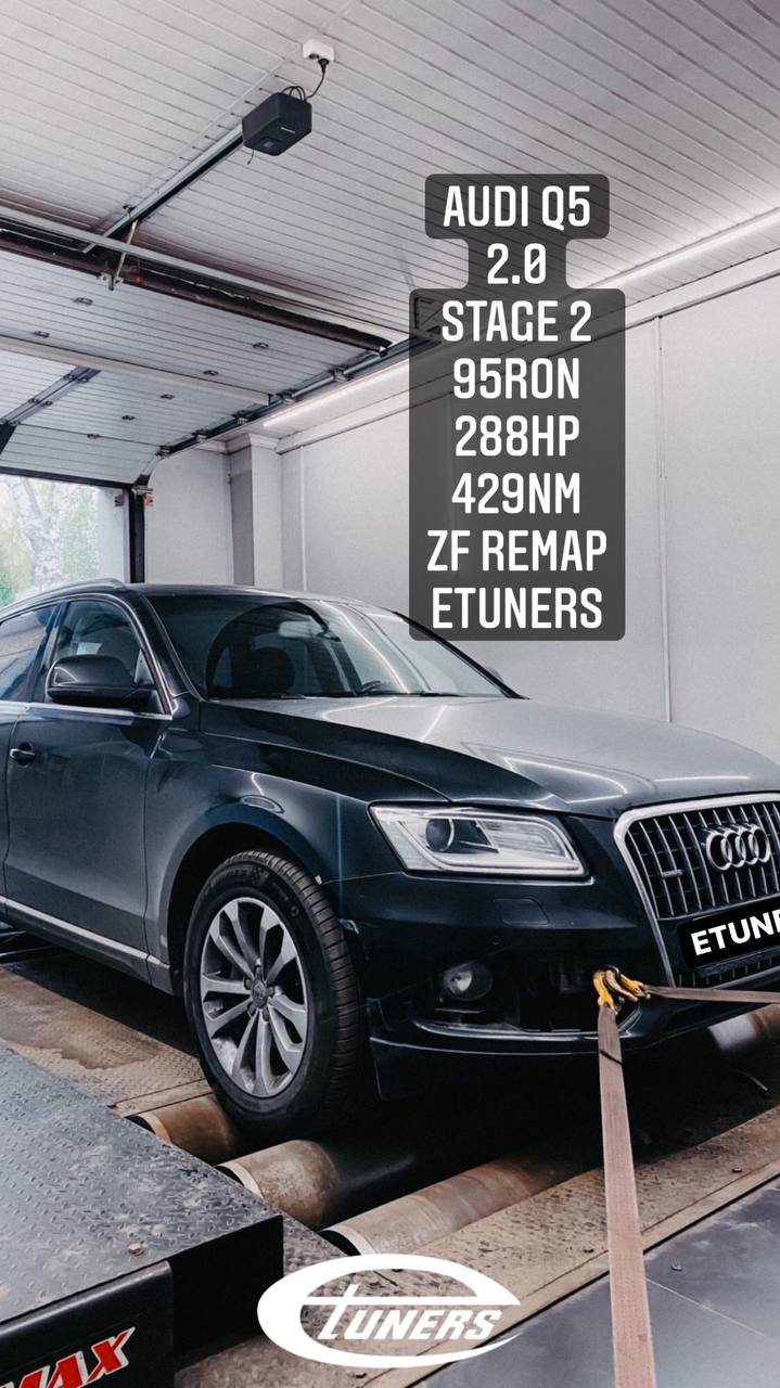 Audi Q5: downpipe and chip tuning on the dynamometer for maximum power