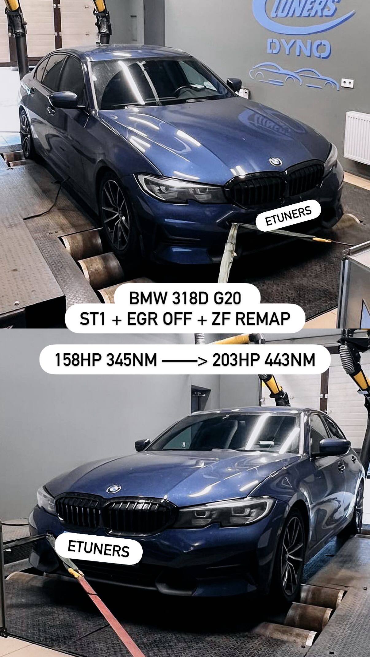 BMW 318D G20 Stage 1: +45 HP и +98 Nm после remap