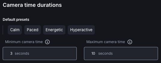 Camera Time Durations