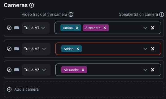 One Camera Cameras settings