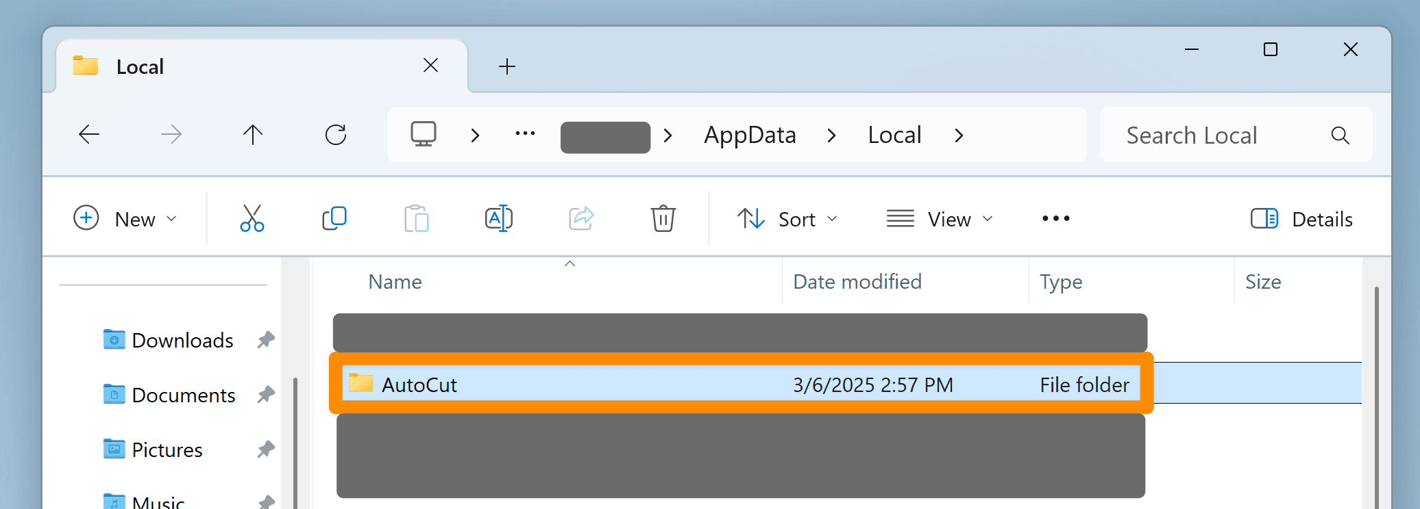 Remove Autocut folder app data
