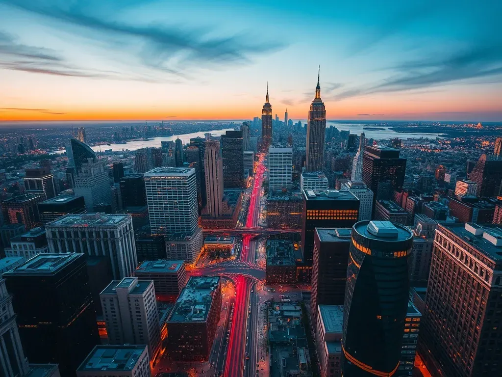 USA city and high traffic aerial view