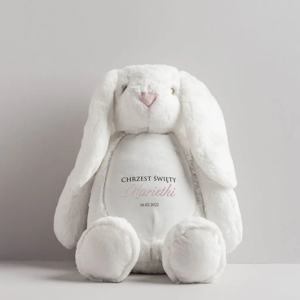 Personalizowany królik MASKOTKA NA CHRZEST dla dziewczynki