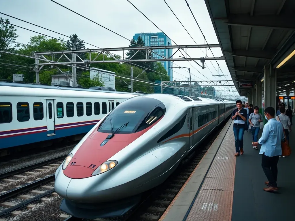 Shinkansen train waiting for passengers