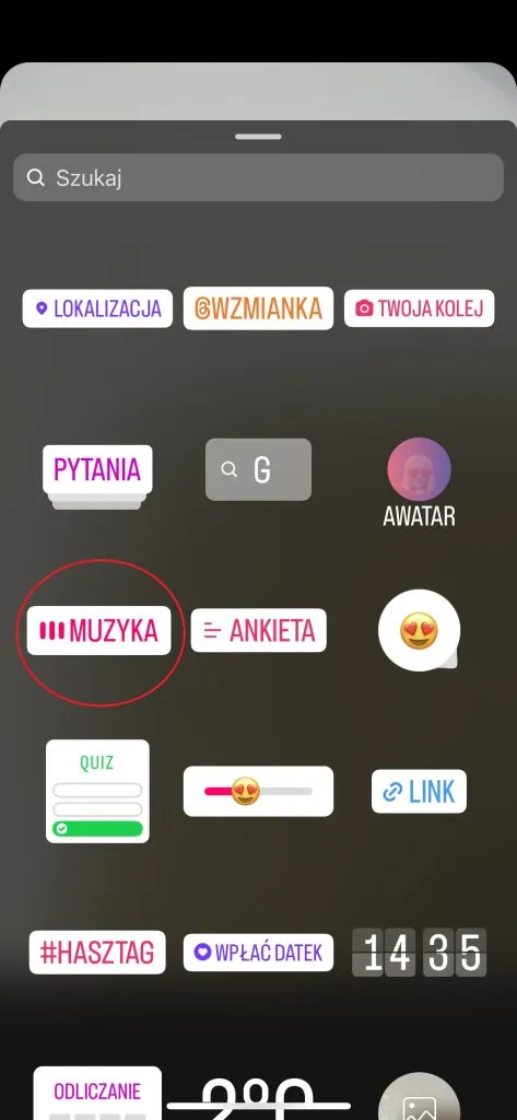 dodawanie muzyki do relacji