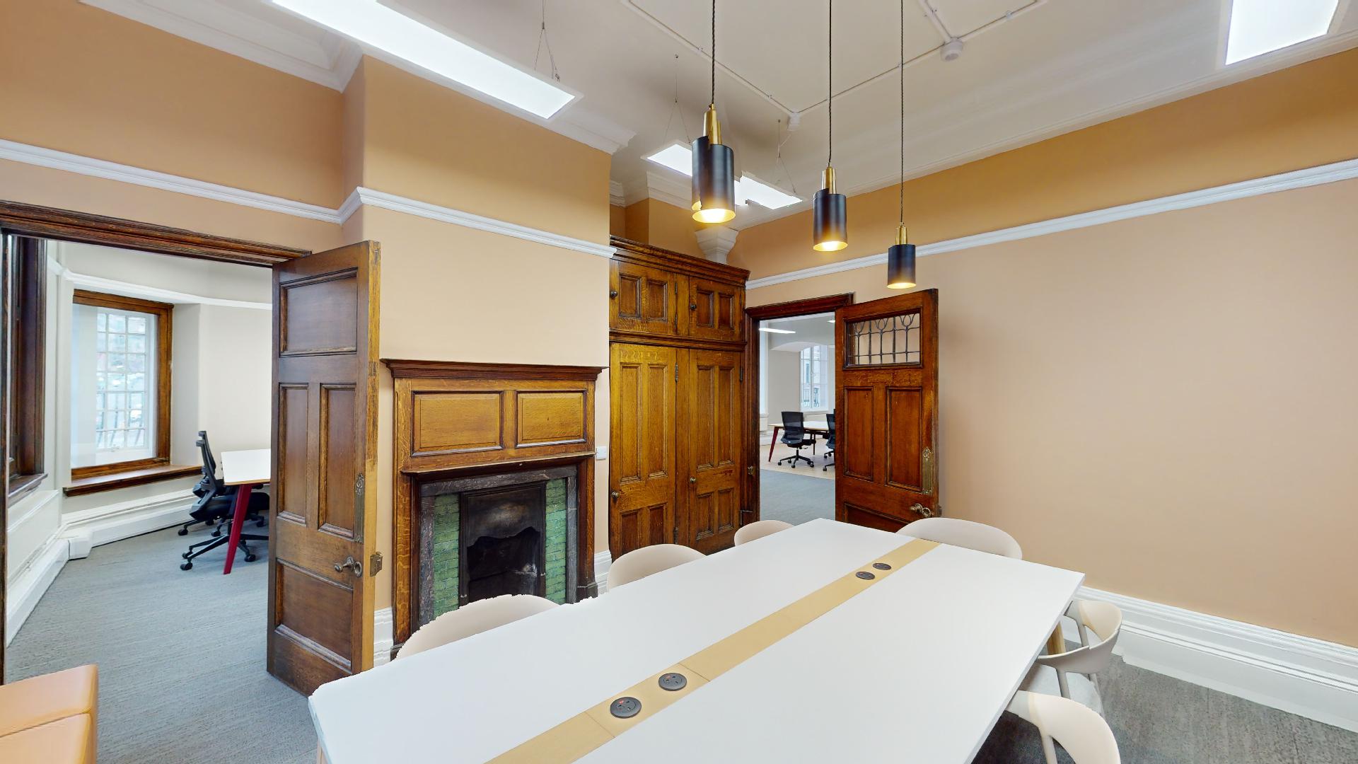 View of the listed features within the demise of the first floor managed office at Eagle House, Manchester.