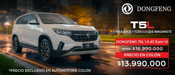 SUV Dongfeng T5L blanco, 7 pasajeros. Oferta Automotora Colón: $13.990.000.