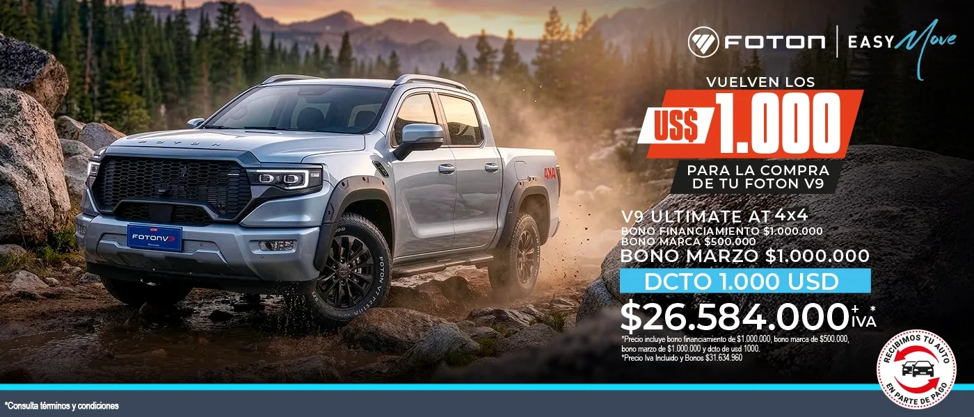 Foton V9 Ultimate AT 4x4, pickup gris en oferta con US$1.000 de descuento. Automotora Colón.