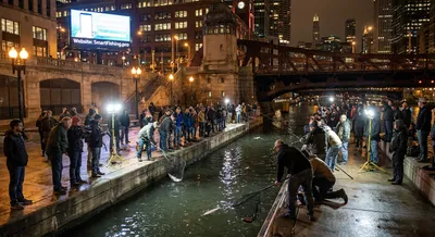 Urban Salmon Rivers: Crowds, Infrastructure, and Night Lighting Effects