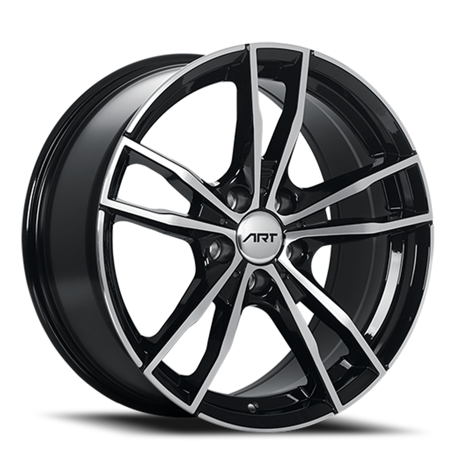 ART Replica Replica 190 Rims Wheels Gloss Black 18x8 Group A Wheels   Replica 190 Gloss Black Machined Face 5 Lug 0001 