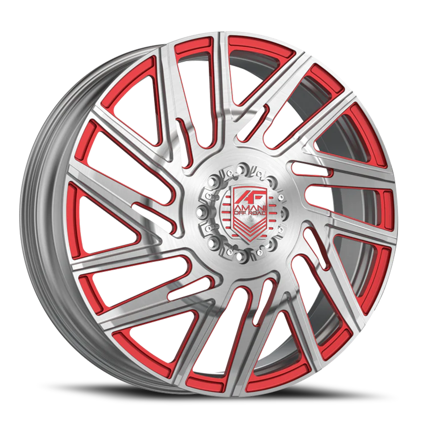 Amani Forged Conrad Dually BR Rims & Wheels Brushed Silver w/ Red , ×30  - Dually Proz