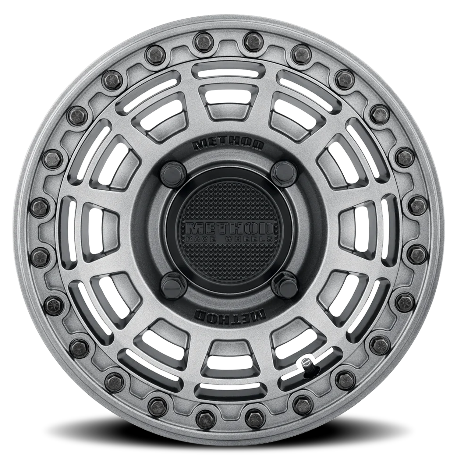 https://storage.googleapis.com/autosync-wheels/Method/MR415-Beadlock-UTV_GY_Graphite_Gloss-Graphite-Ring_4-lug_0003.png