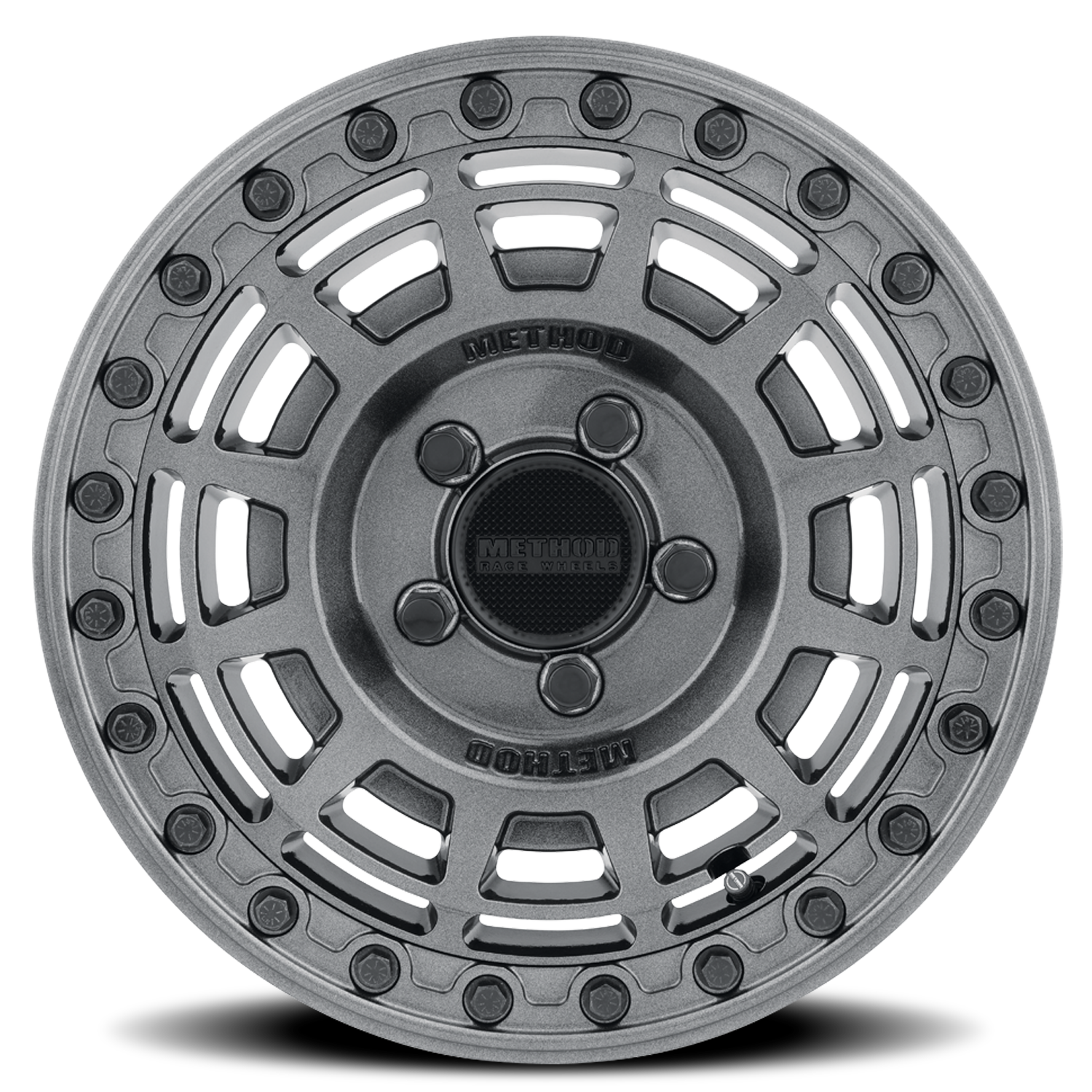 https://storage.googleapis.com/autosync-wheels/Method/MR415-Beadlock-UTV_GY_Graphite_Gloss-Graphite-Ring_5-lug_0003.png