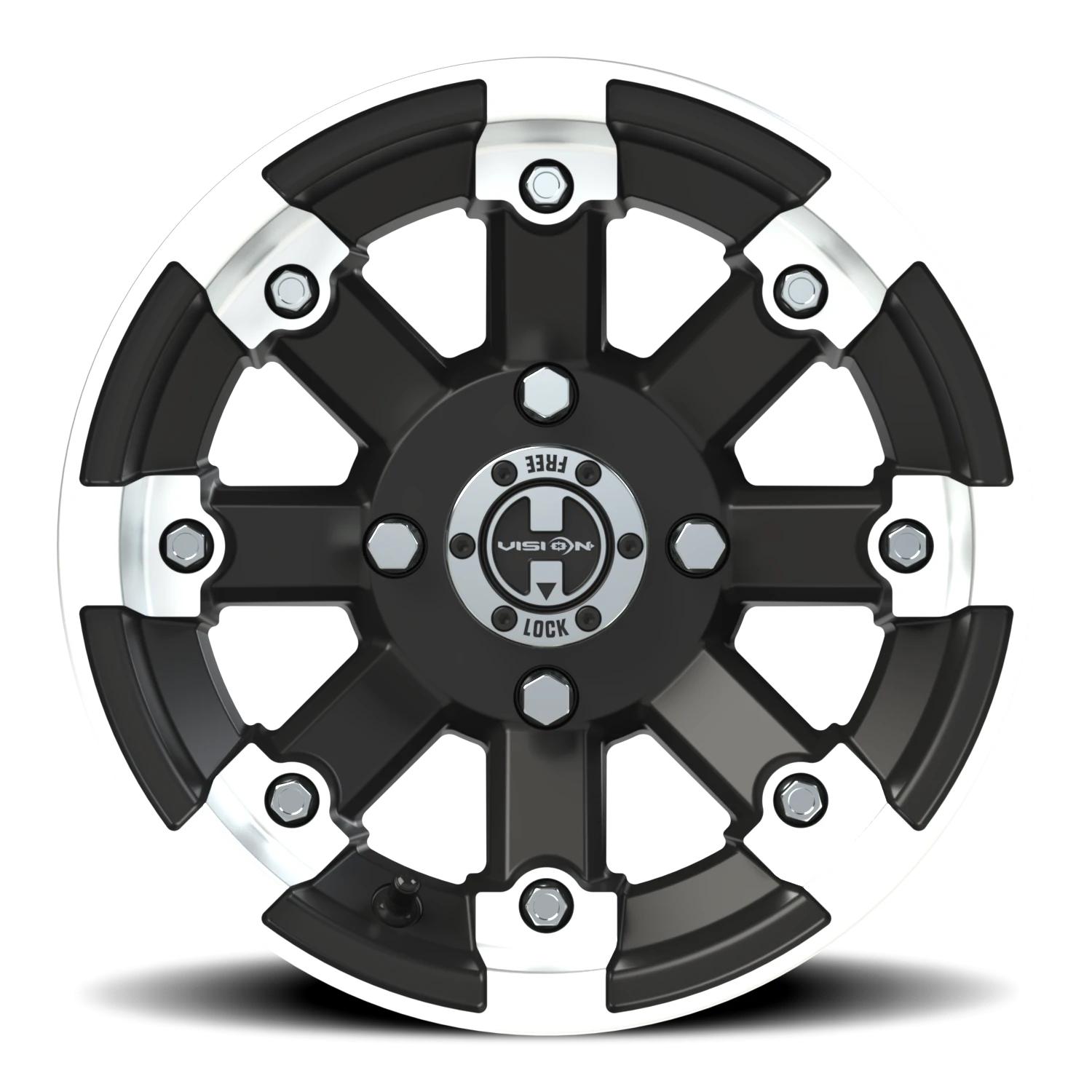 https://storage.googleapis.com/autosync-wheels/webp/Vision/393_Lock-Out-UTV-MBML_Matte_Black_Machined-Lip_4-lug_393-127115mbml4_0003.webp